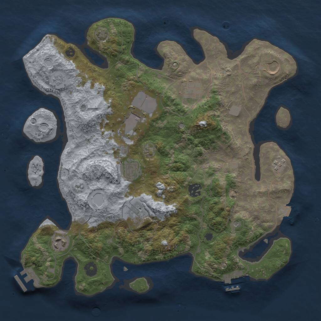Rust Map: Procedural Map, Size: 3500, Seed: 29865901, 14 Monuments