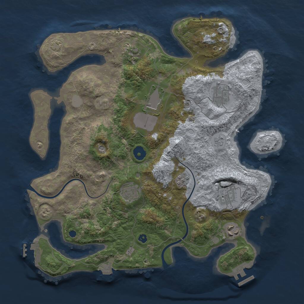 Rust Map: Procedural Map, Size: 3500, Seed: 60572383, 13 Monuments
