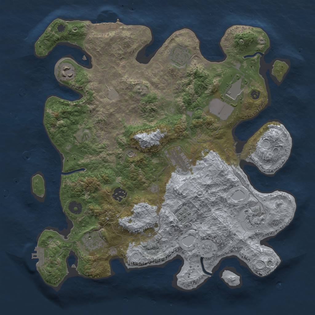 Rust Map: Procedural Map, Size: 3500, Seed: 73665656, 17 Monuments