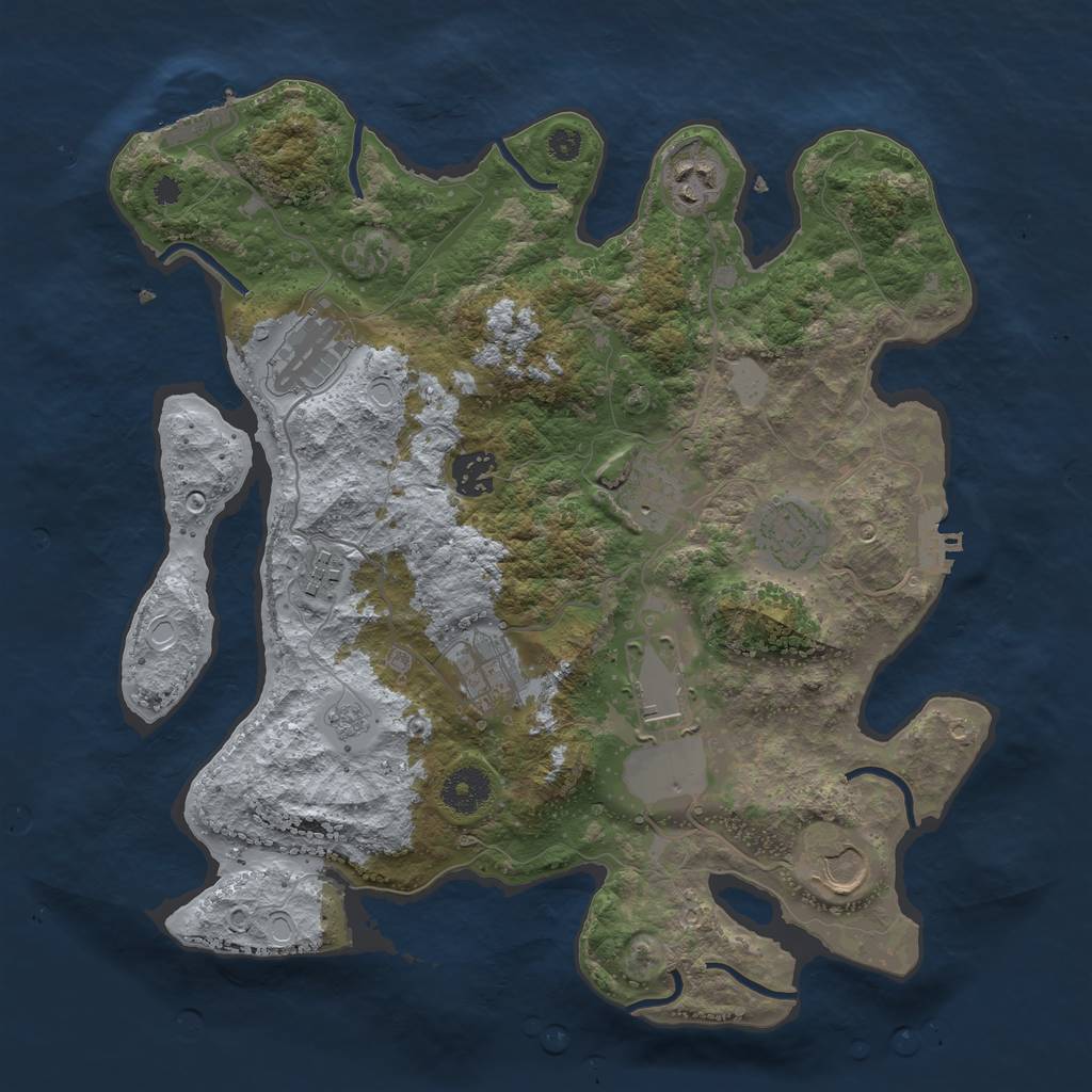 Rust Map: Procedural Map, Size: 3500, Seed: 81207177, 17 Monuments