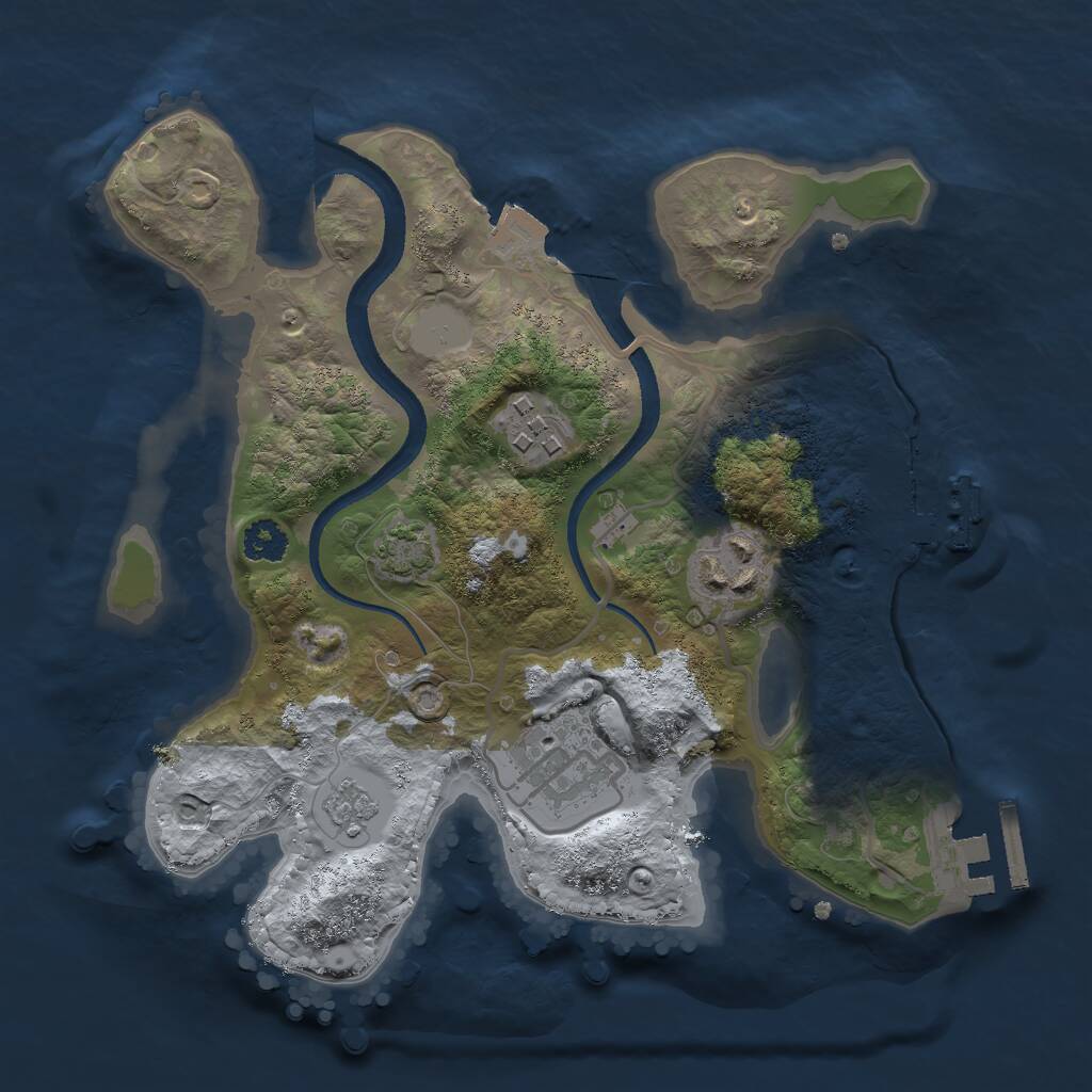 Rust Map: Procedural Map, Size: 2500, Seed: 72432, 8 Monuments
