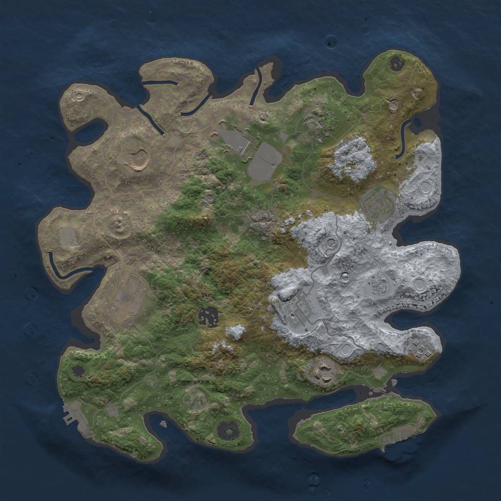 Rust Map: Procedural Map, Size: 3500, Seed: 32431028, 18 Monuments