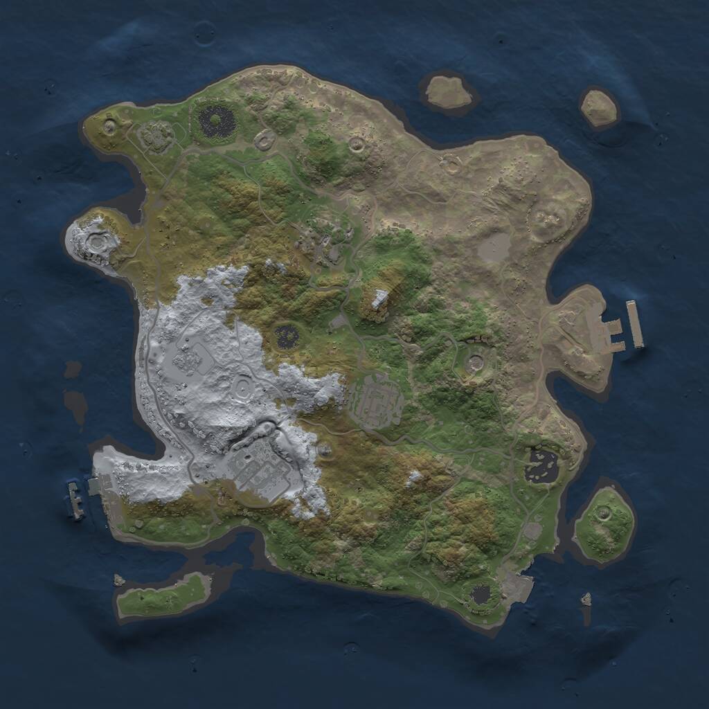 Rust Map: Procedural Map, Size: 3000, Seed: 965842, 10 Monuments