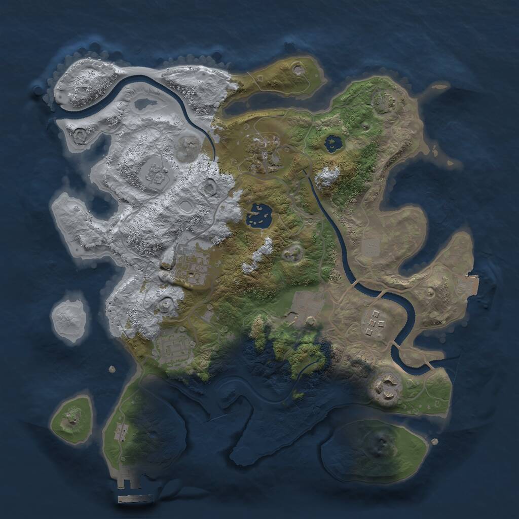 Rust Map: Procedural Map, Size: 3000, Seed: 1906556745, 11 Monuments