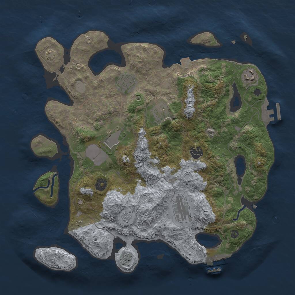 Rust Map: Procedural Map, Size: 3500, Seed: 39656807, 13 Monuments