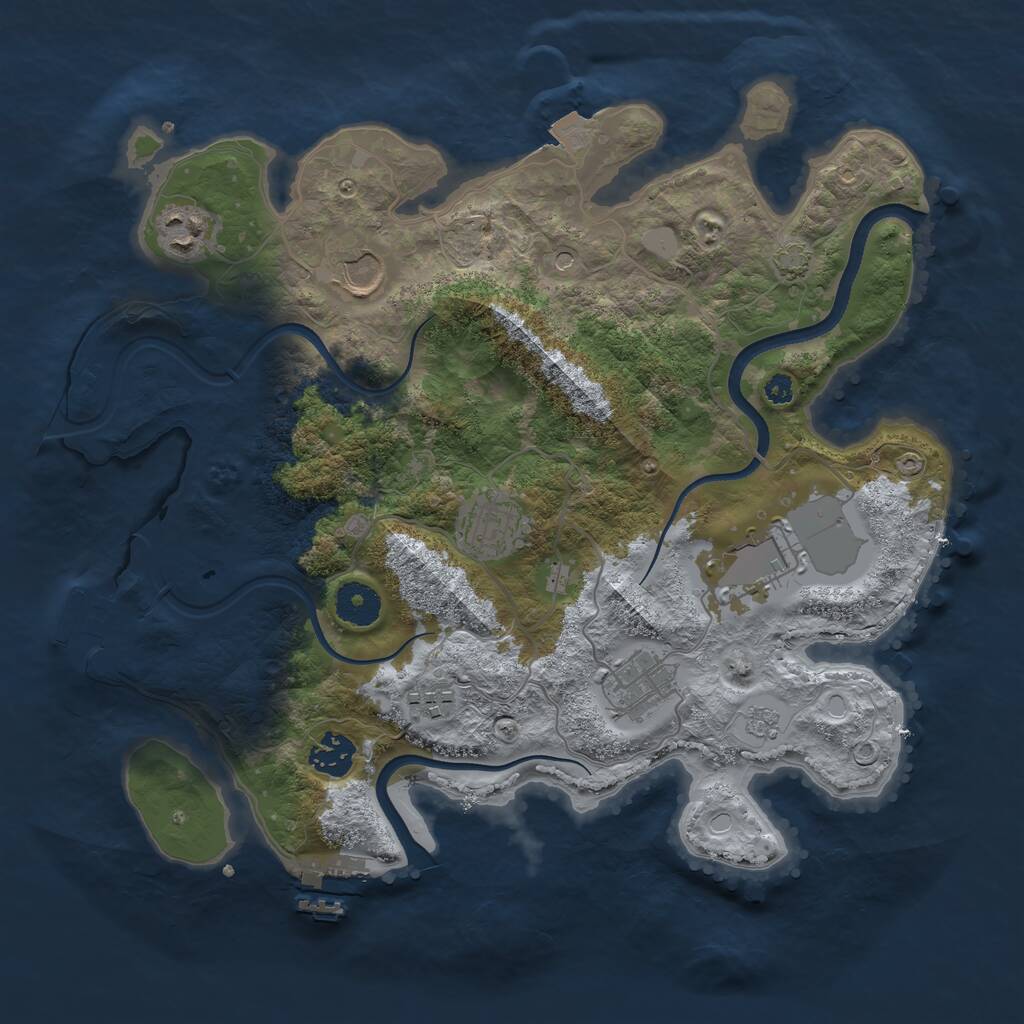 Rust Map: Procedural Map, Size: 3500, Seed: 64686903, 13 Monuments