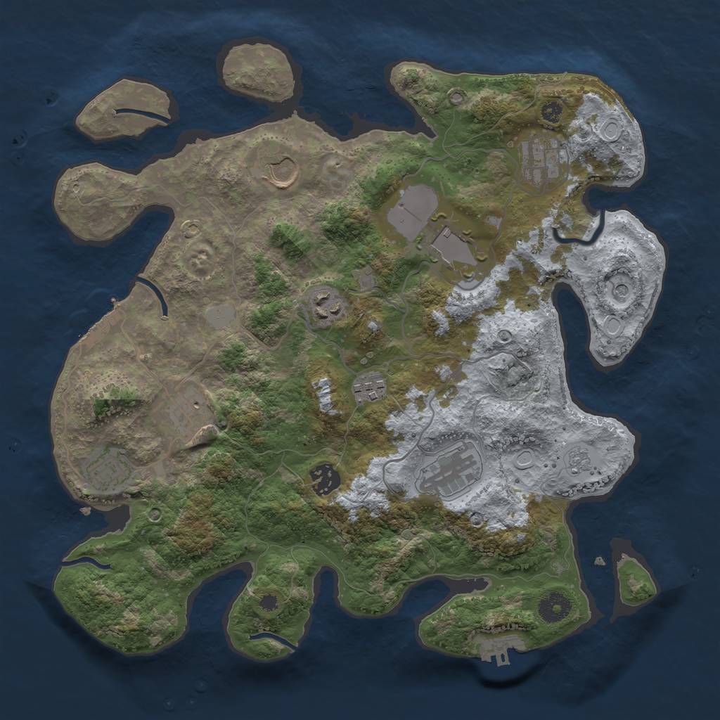 Rust Map: Procedural Map, Size: 3500, Seed: 1579712017, 18 Monuments