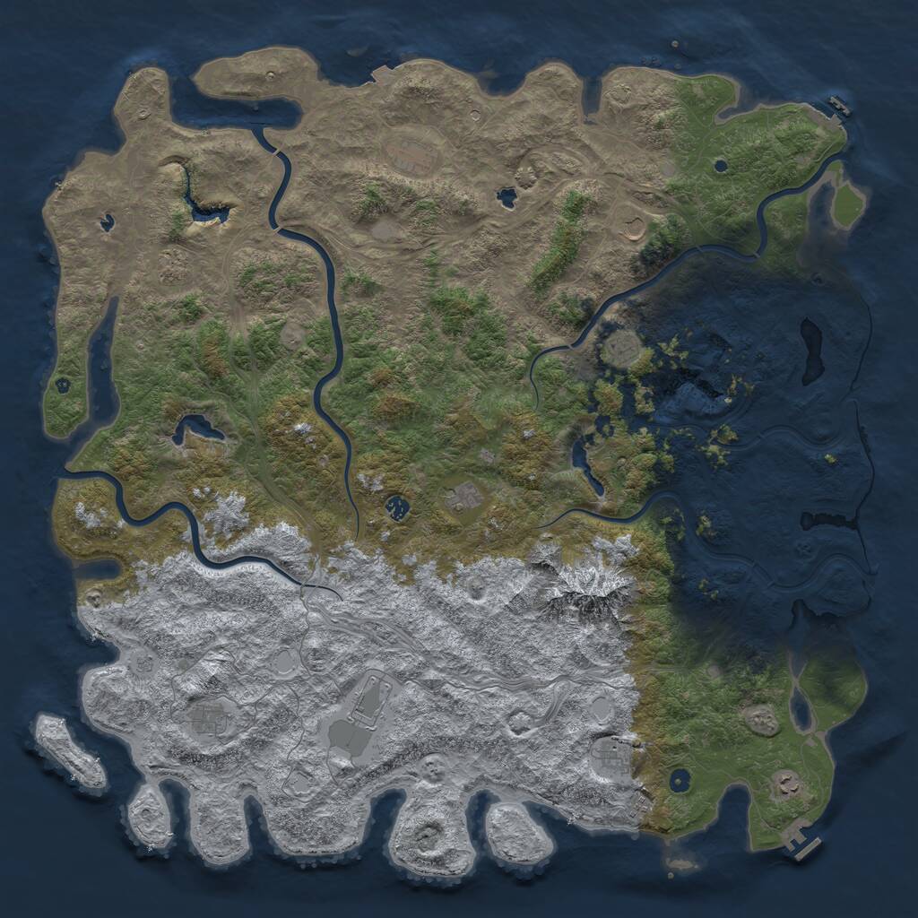 Rust Map: Procedural Map, Size: 6000, Seed: 508911599, 17 Monuments