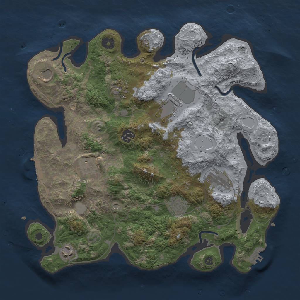 Rust Map: Procedural Map, Size: 3500, Seed: 88425836, 17 Monuments