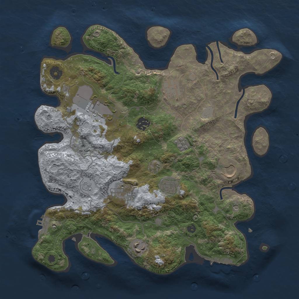 Rust Map: Procedural Map, Size: 3500, Seed: 26691501, 17 Monuments