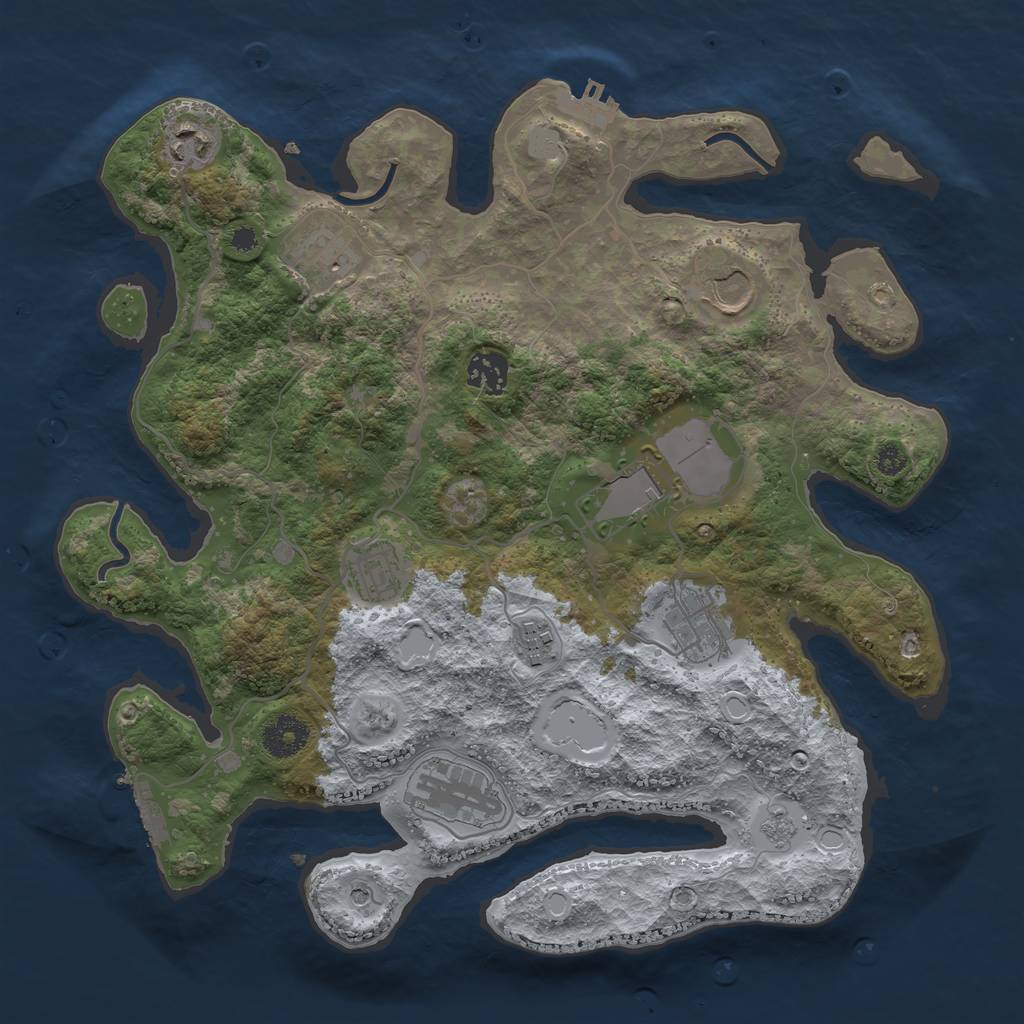 Rust Map: Procedural Map, Size: 3500, Seed: 59413073, 18 Monuments