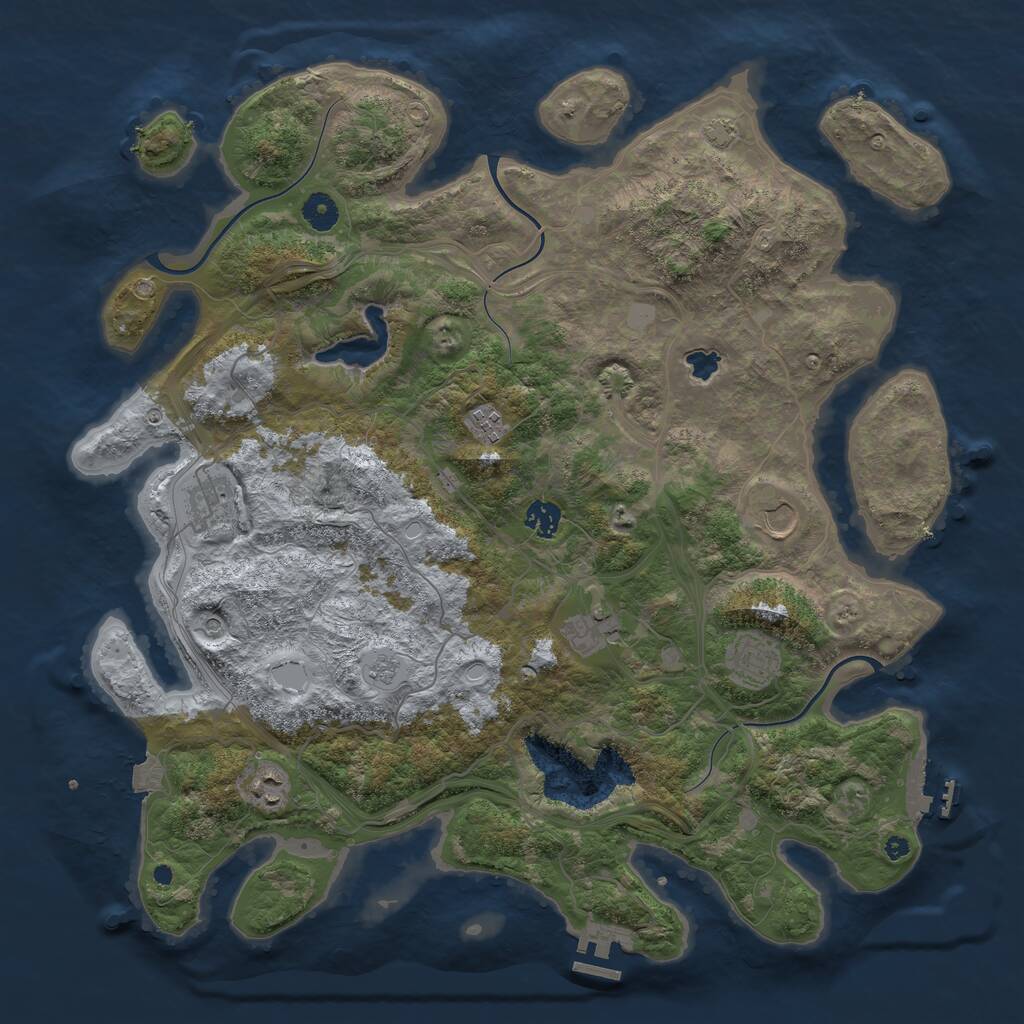 Rust Map: Procedural Map, Size: 4250, Seed: 1491320077, 13 Monuments