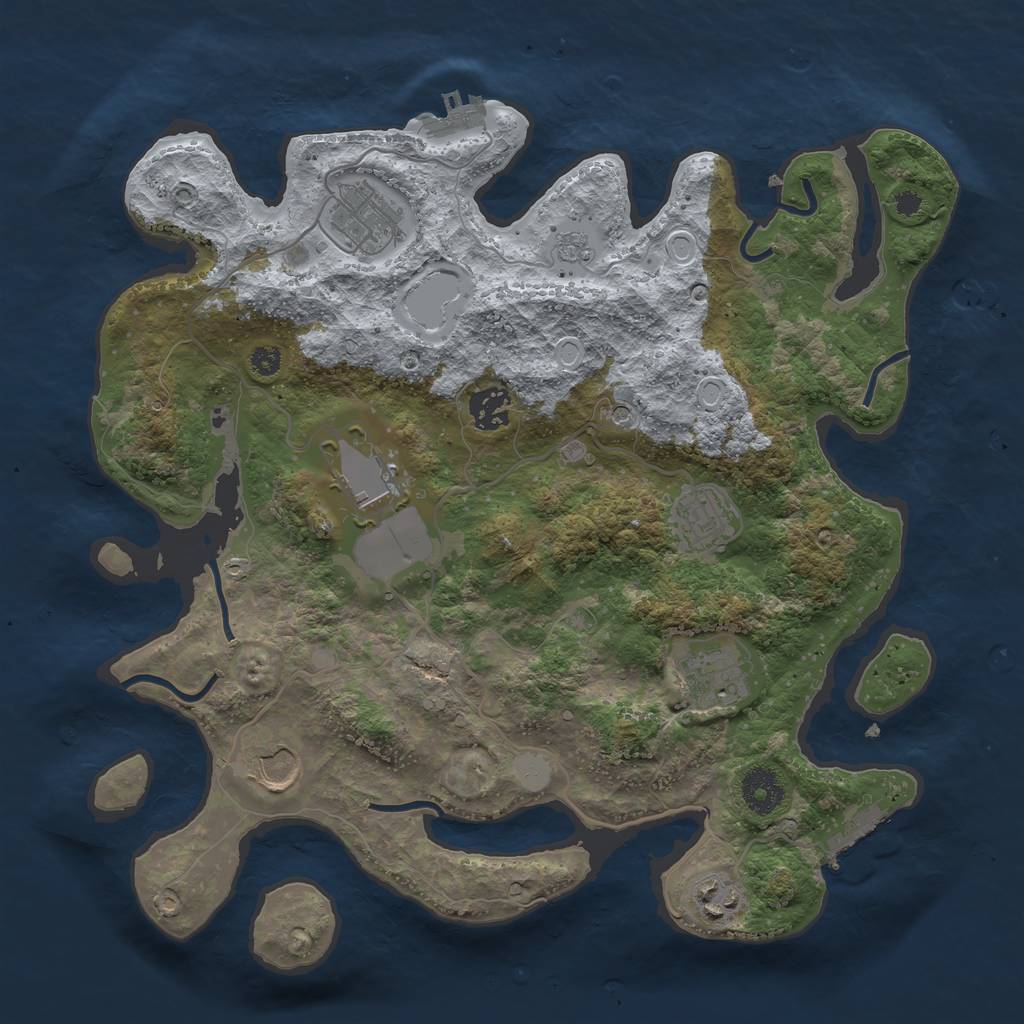 Rust Map: Procedural Map, Size: 3500, Seed: 93916182, 16 Monuments