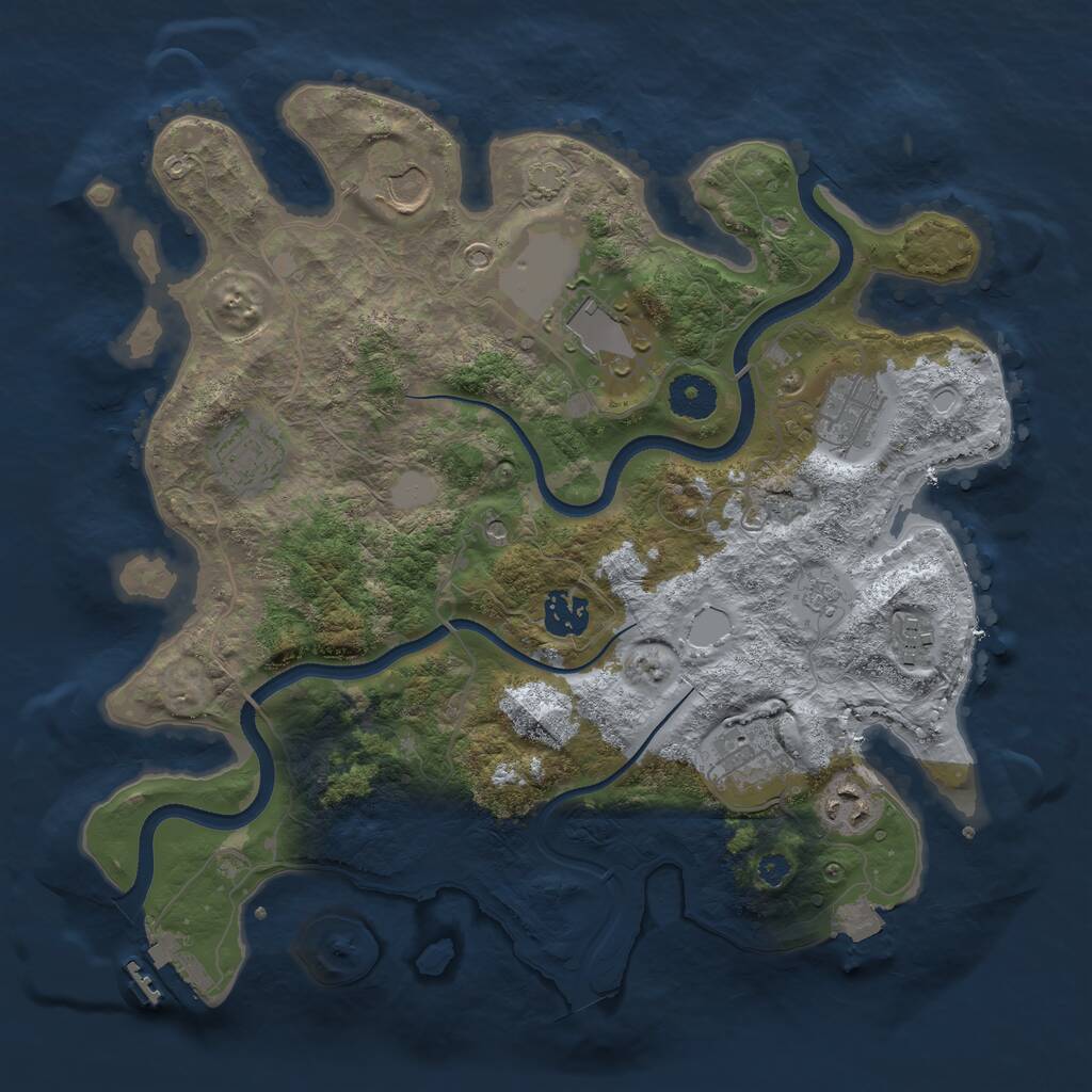Rust Map: Procedural Map, Size: 3500, Seed: 44463495, 13 Monuments