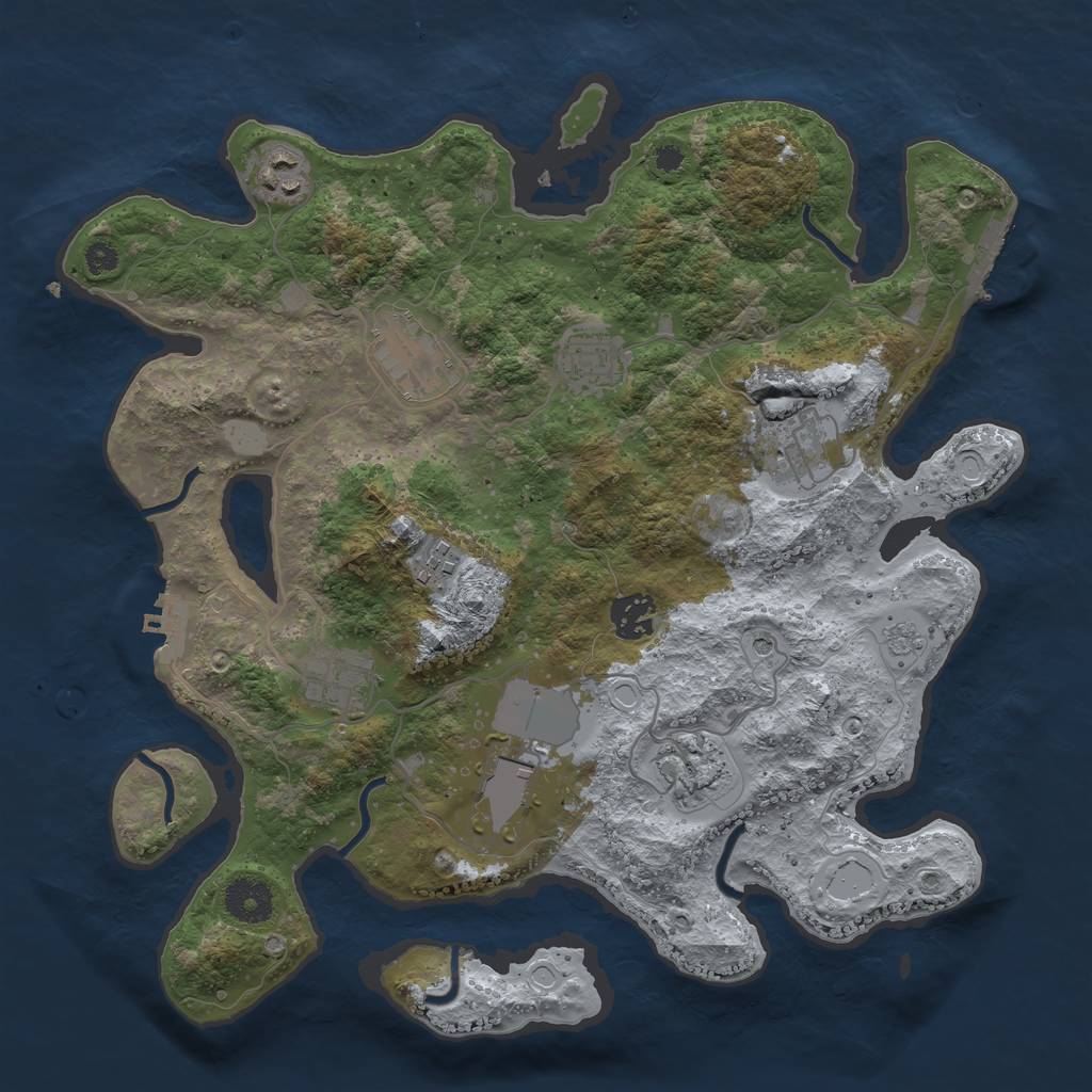 Rust Map: Procedural Map, Size: 3500, Seed: 94621225, 18 Monuments