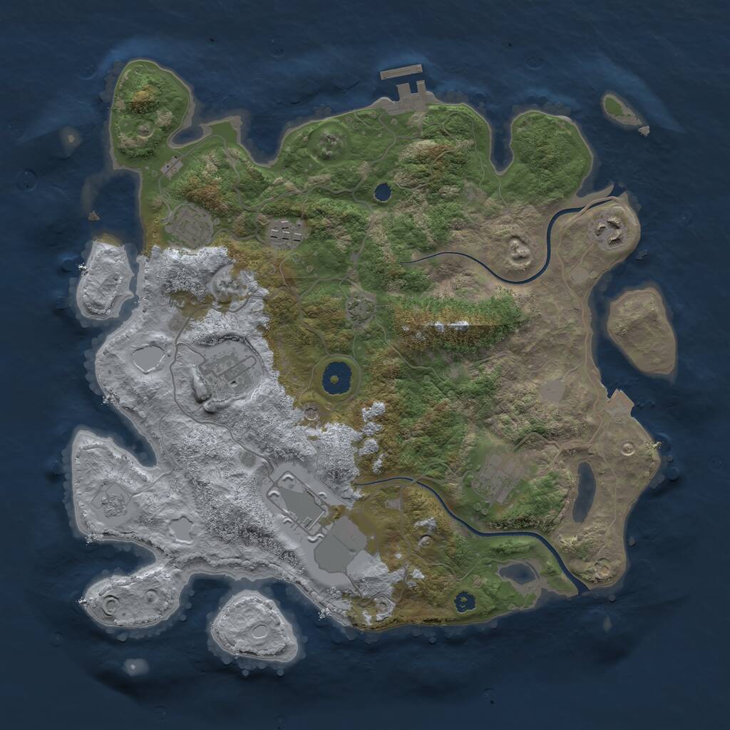 Rust Map: Procedural Map, Size: 3500, Seed: 25481668, 11 Monuments