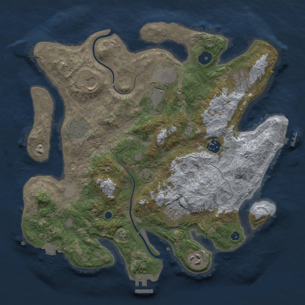 Rust Map: Procedural Map, Size: 3500, Seed: 17135511, 13 Monuments