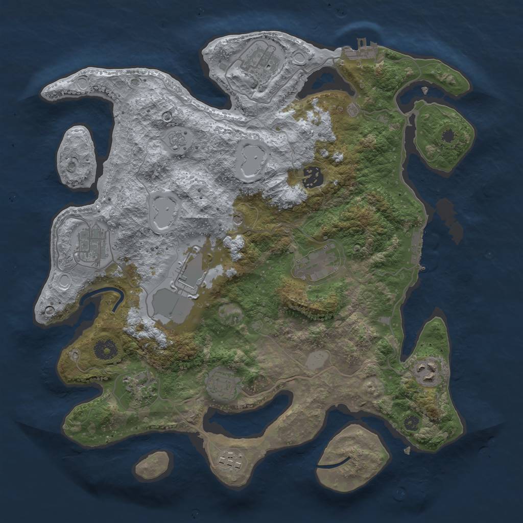 Rust Map: Procedural Map, Size: 3500, Seed: 9216939, 18 Monuments