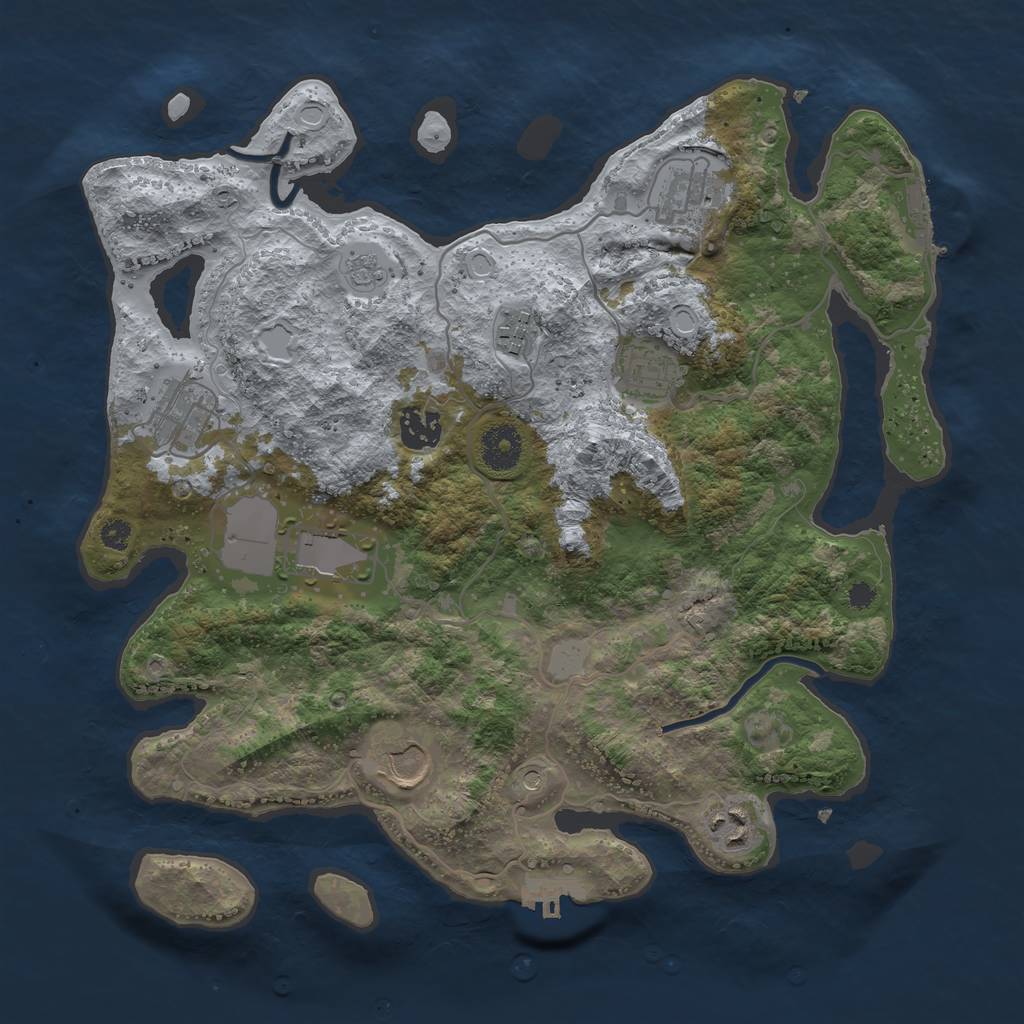 Rust Map: Procedural Map, Size: 3500, Seed: 433106089, 17 Monuments