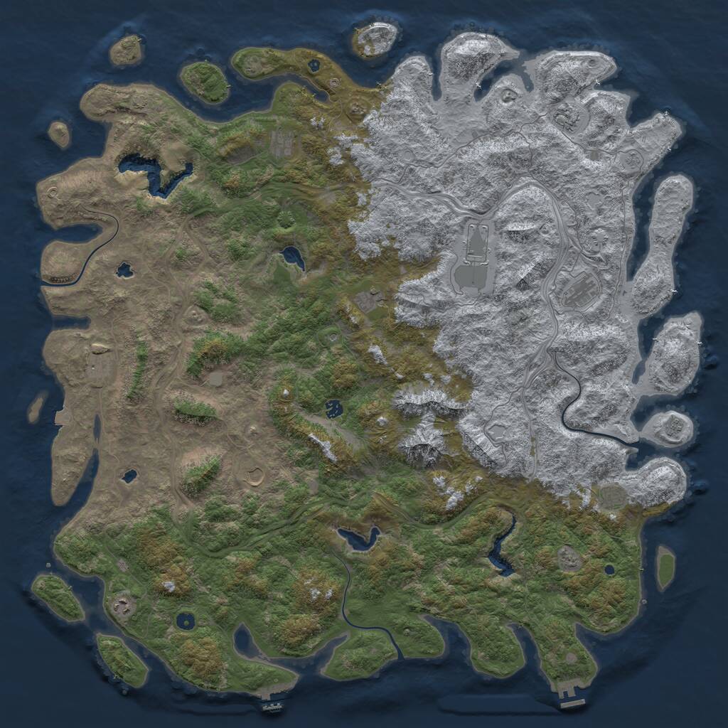 Rust Map: Procedural Map, Size: 6000, Seed: 2314543, 17 Monuments