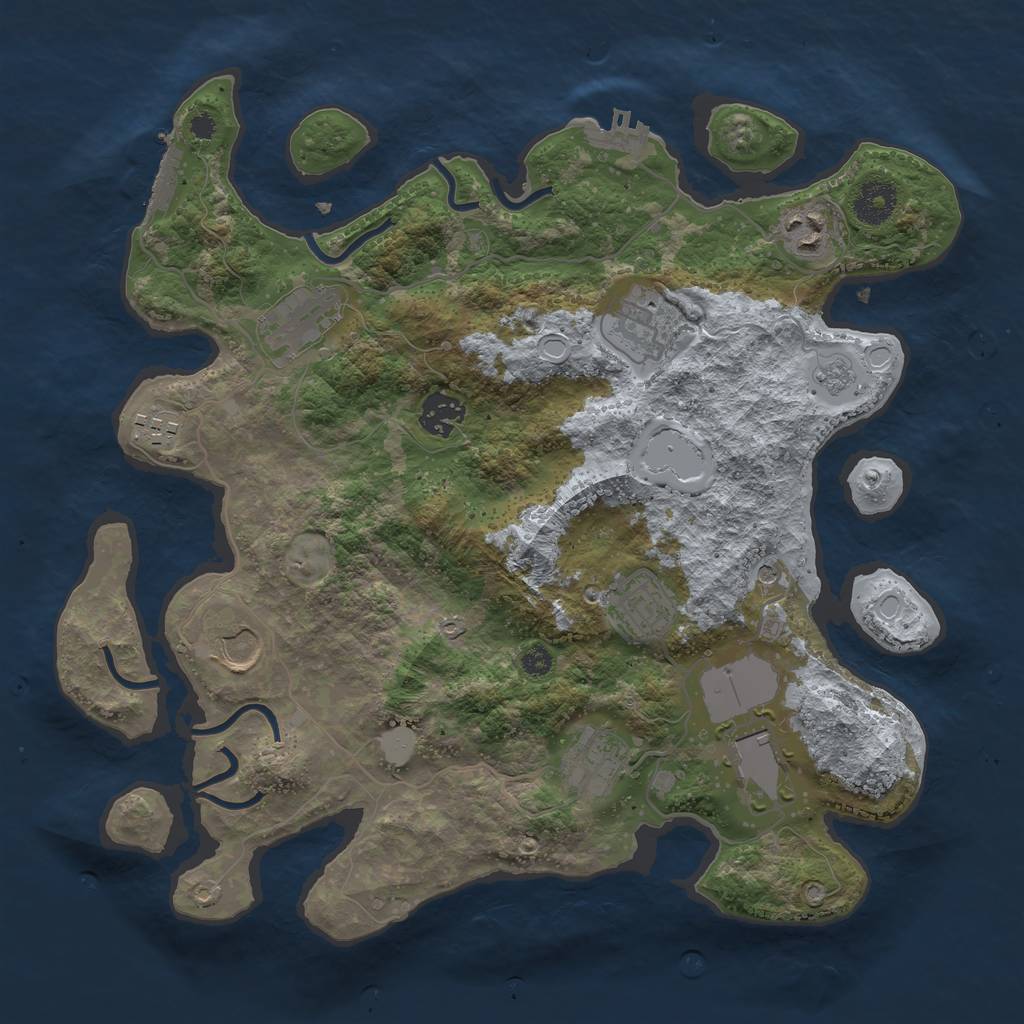 Rust Map: Procedural Map, Size: 3500, Seed: 49184024, 18 Monuments