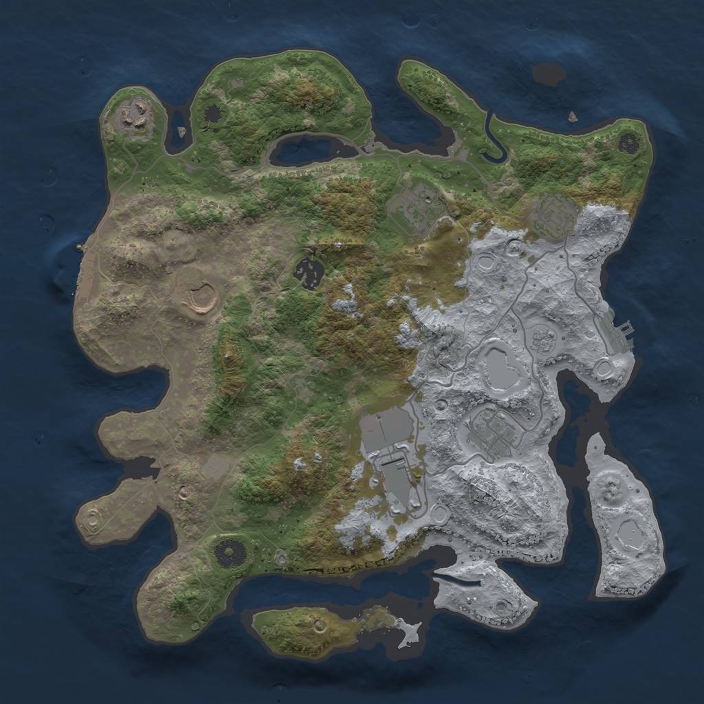 Rust Map: Procedural Map, Size: 3500, Seed: 84683080, 15 Monuments