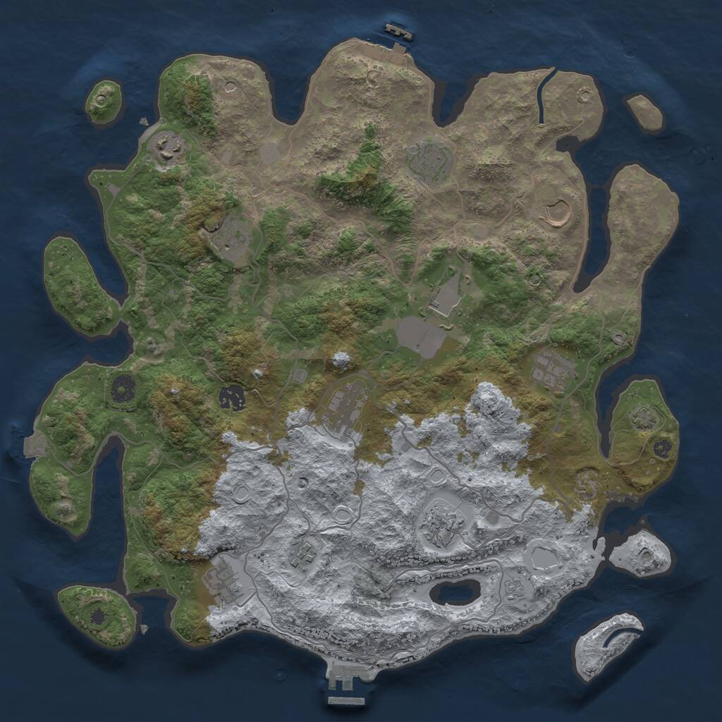 Rust Map: Procedural Map, Size: 4000, Seed: 1433949780, 17 Monuments