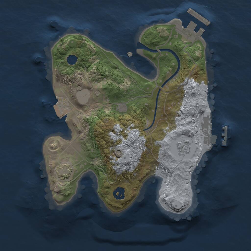 Rust Map: Procedural Map, Size: 2000, Seed: 1254632462, 5 Monuments