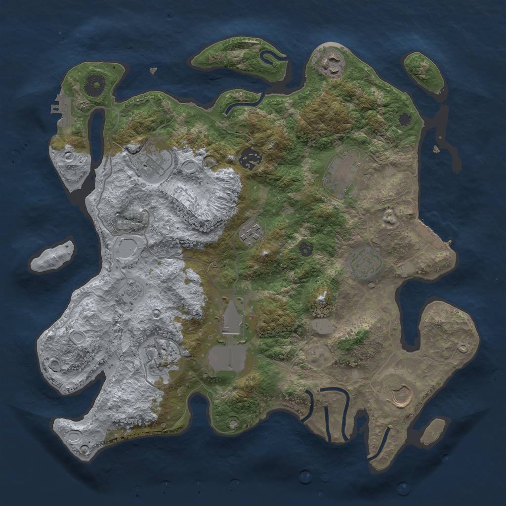 Rust Map: Procedural Map, Size: 3500, Seed: 38533718, 17 Monuments