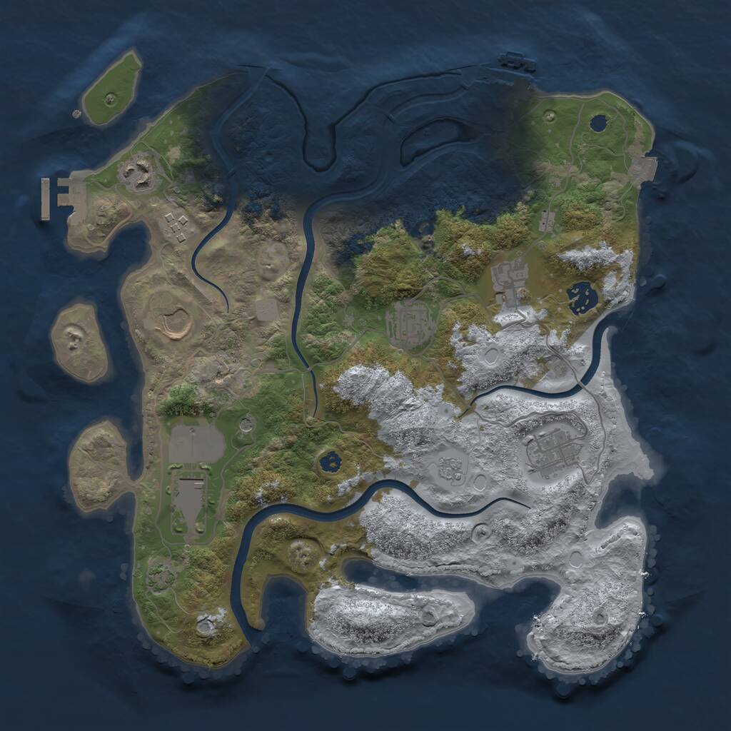 Rust Map: Procedural Map, Size: 3500, Seed: 1989555661, 14 Monuments