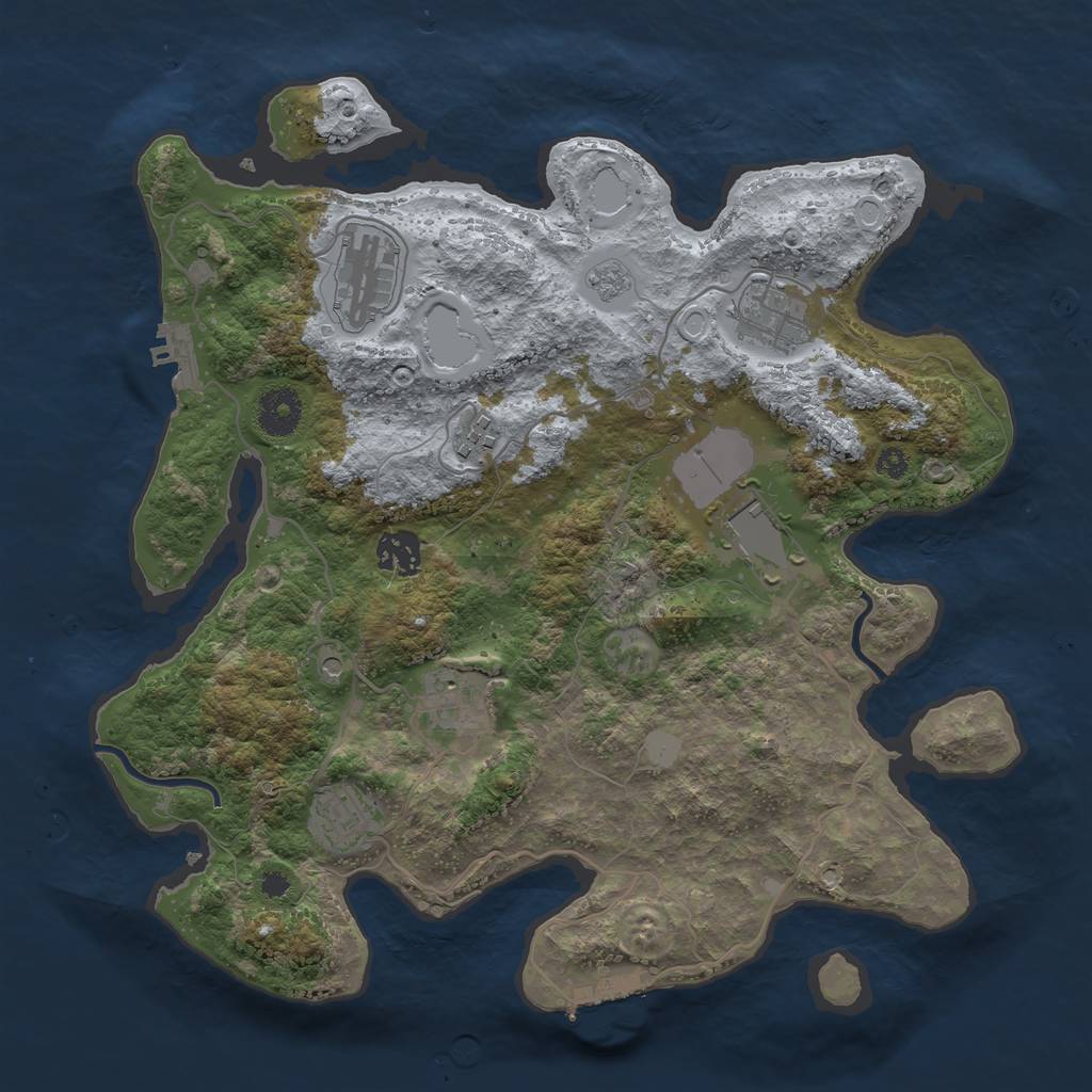 Rust Map: Procedural Map, Size: 3500, Seed: 677376458, 16 Monuments