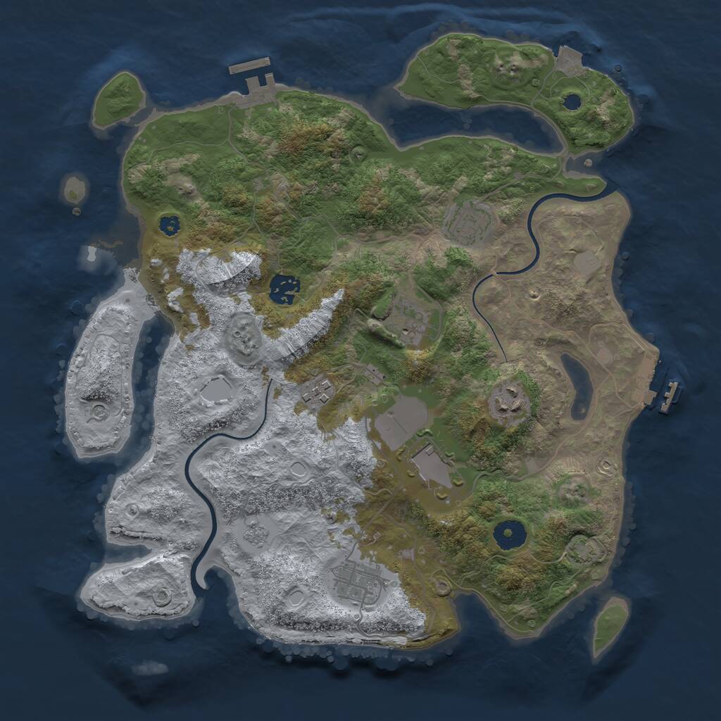 Rust Map: Procedural Map, Size: 3500, Seed: 85846643, 13 Monuments