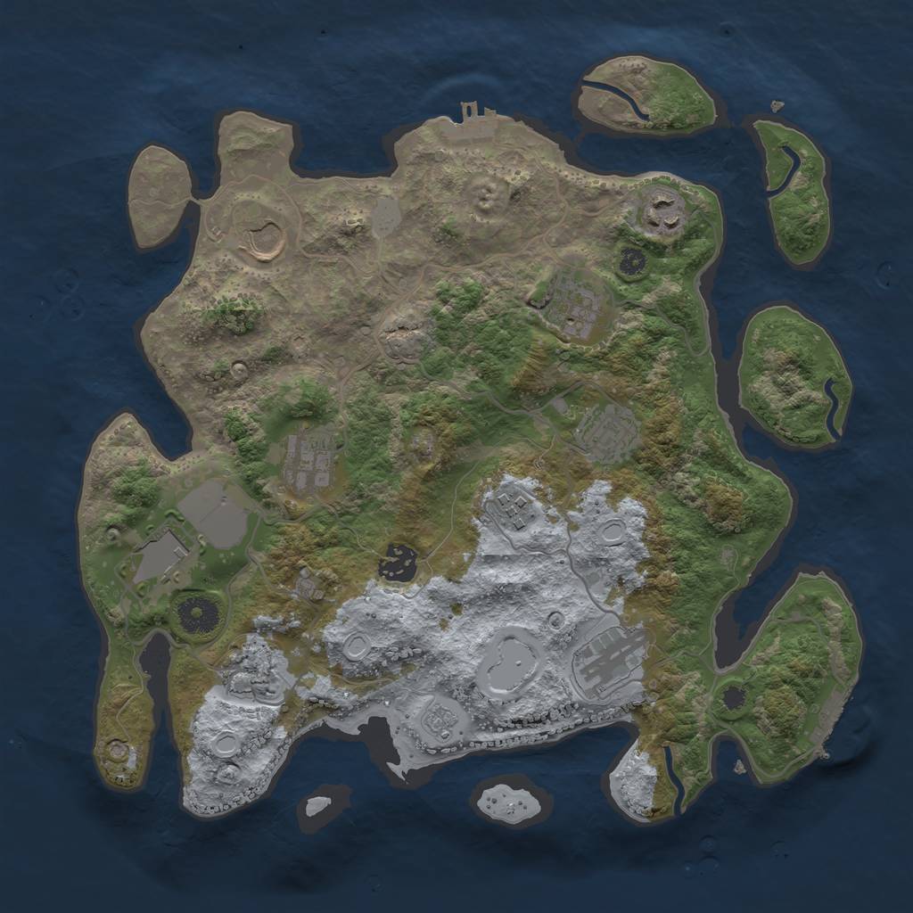 Rust Map: Procedural Map, Size: 3500, Seed: 75331804, 18 Monuments
