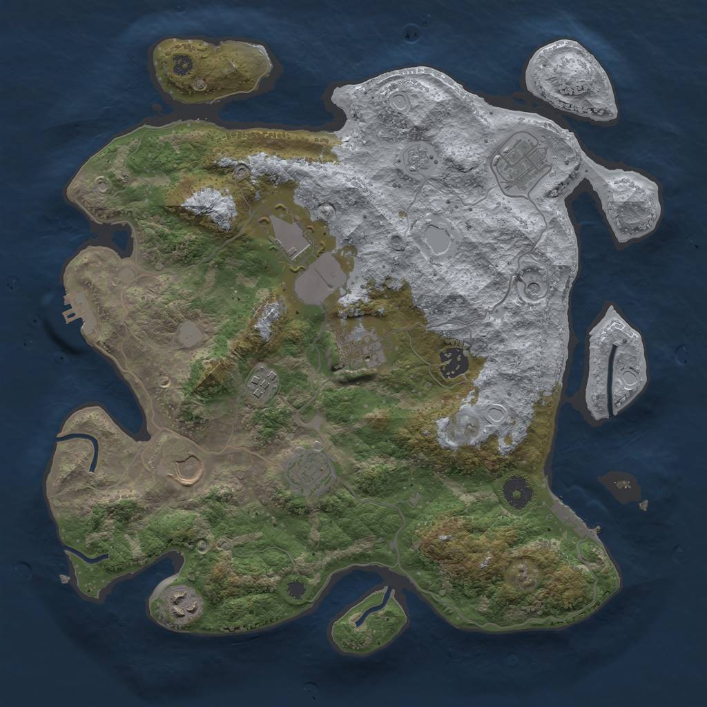Rust Map: Procedural Map, Size: 3500, Seed: 6372283, 17 Monuments