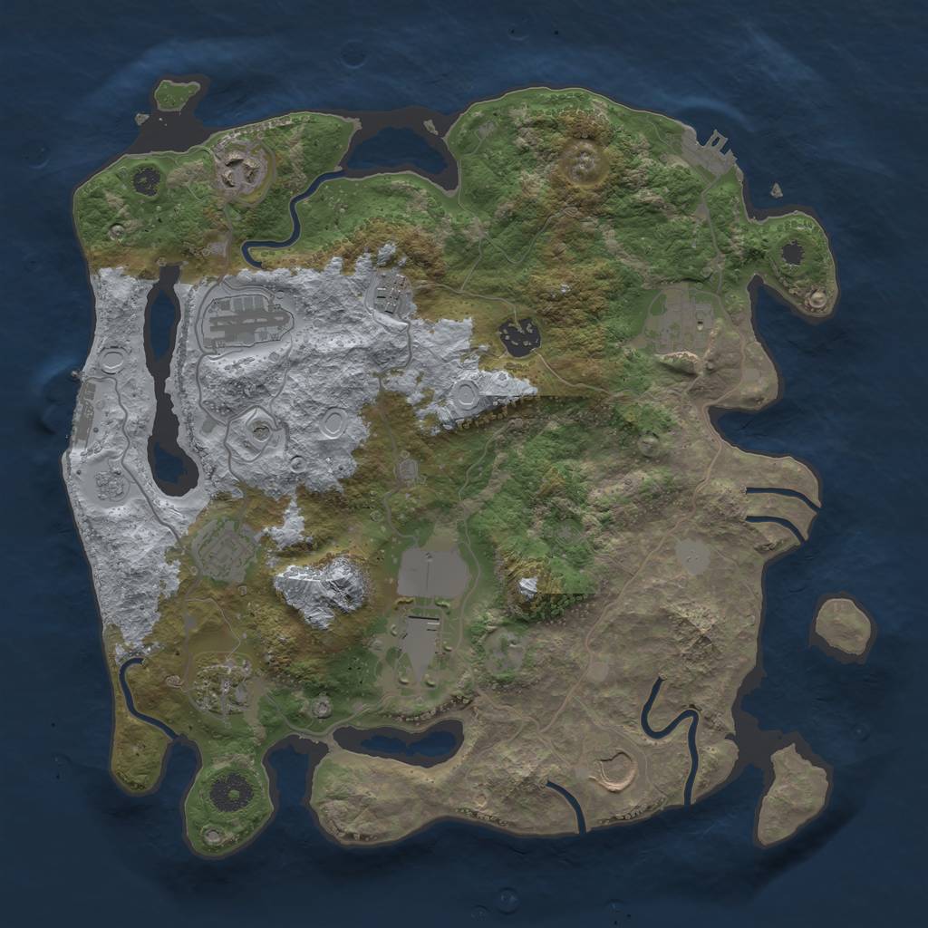 Rust Map: Procedural Map, Size: 3500, Seed: 39670549, 18 Monuments