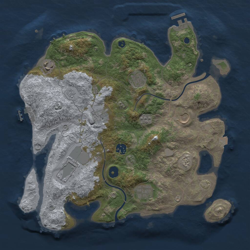 Rust Map: Procedural Map, Size: 3500, Seed: 28405280, 14 Monuments