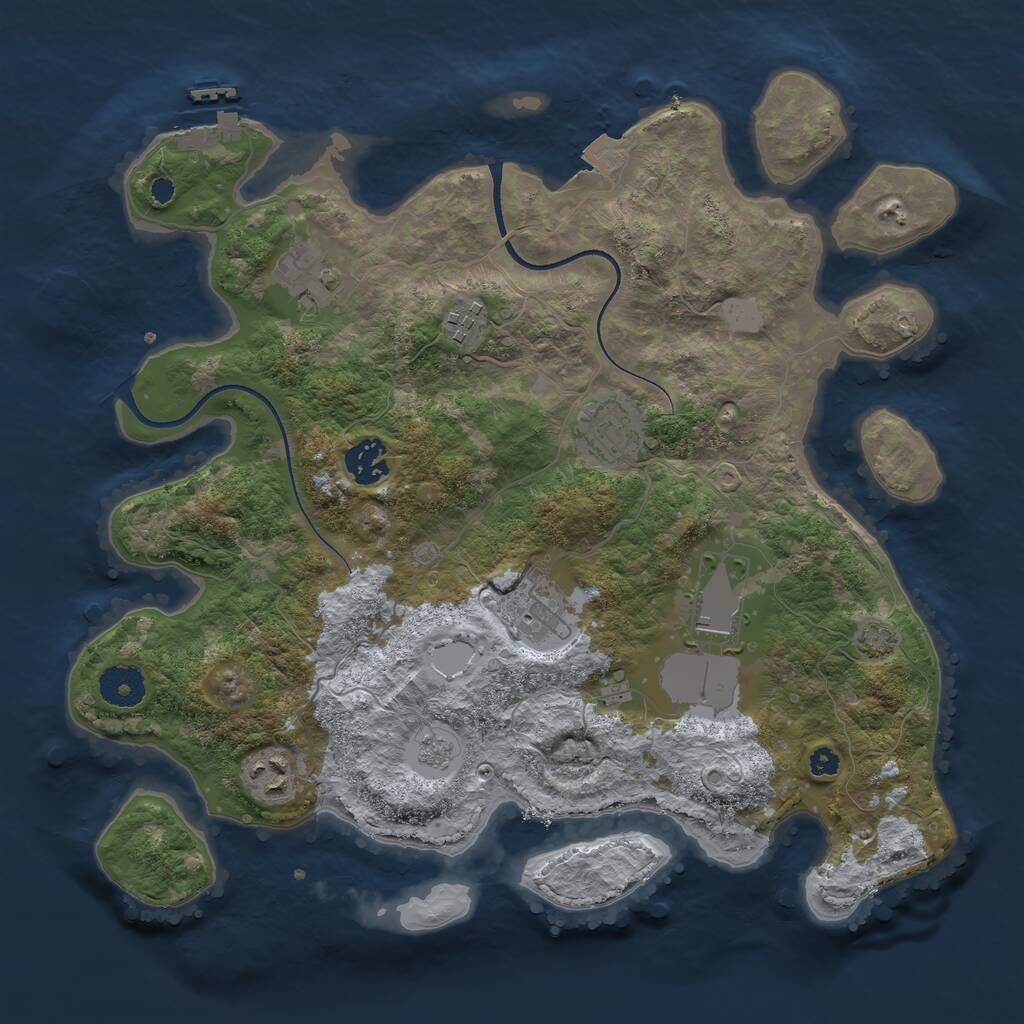 Rust Map: Procedural Map, Size: 3500, Seed: 269872120, 11 Monuments