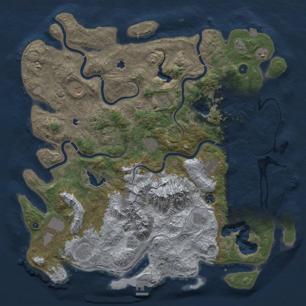 Rust Map: Procedural Map, Size: 5000, Seed: 48248, 17 Monuments