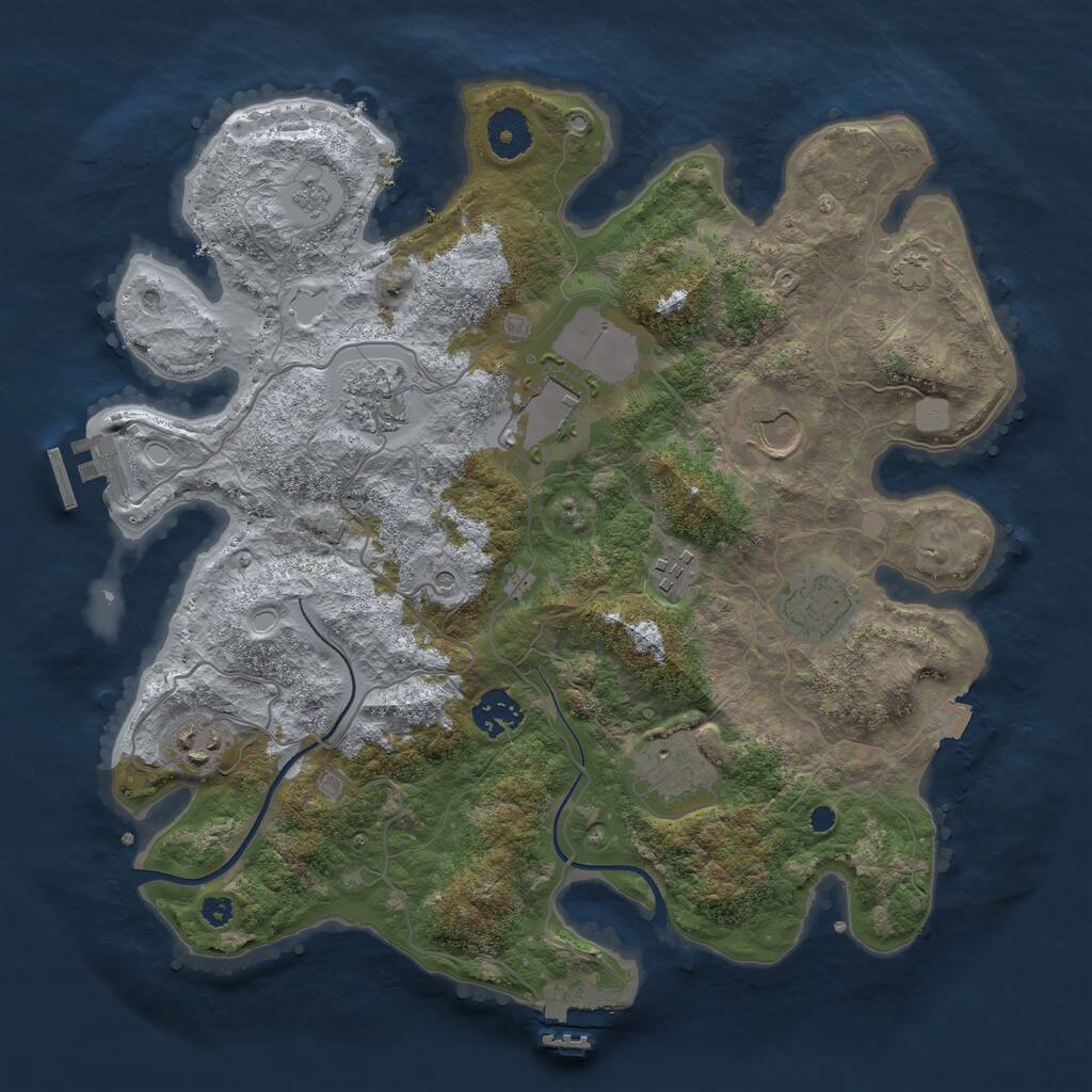 Rust Map: Procedural Map, Size: 3500, Seed: 27209189, 14 Monuments