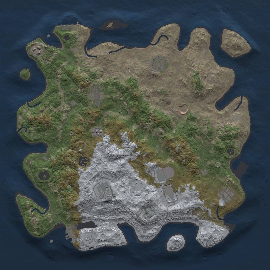 Rust Map: Procedural Map, Size: 4000, Seed: 1022419100, 18 Monuments