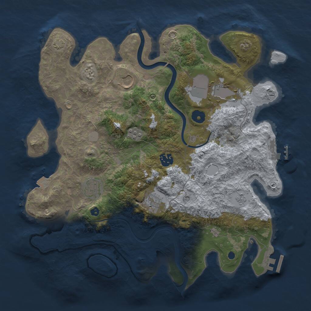 Rust Map: Procedural Map, Size: 3500, Seed: 32013866, 12 Monuments