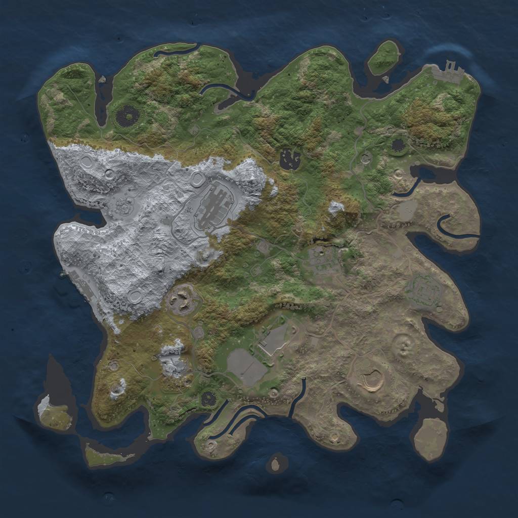 Rust Map: Procedural Map, Size: 3500, Seed: 52792610, 15 Monuments