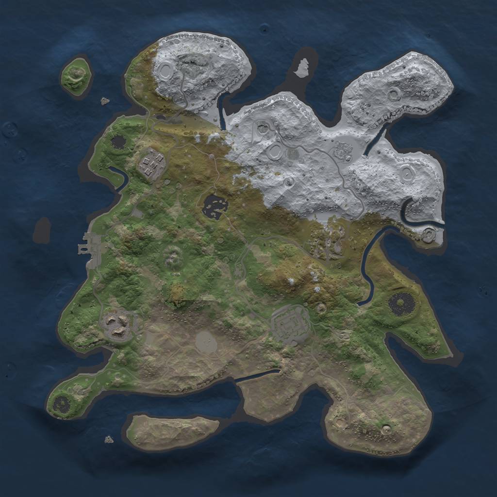 Rust Map: Procedural Map, Size: 3000, Seed: 48461, 13 Monuments