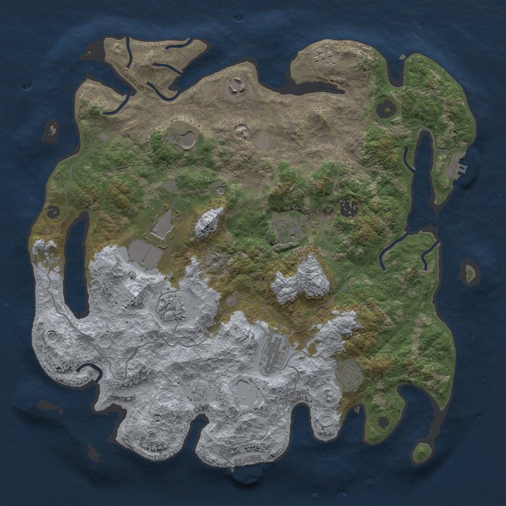 Rust Map: Procedural Map, Size: 4000, Seed: 1108820100, 18 Monuments