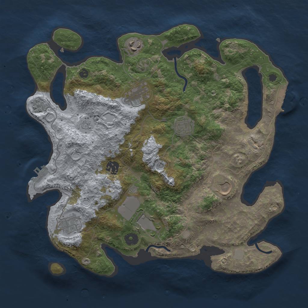 Rust Map: Procedural Map, Size: 3500, Seed: 69699081, 17 Monuments