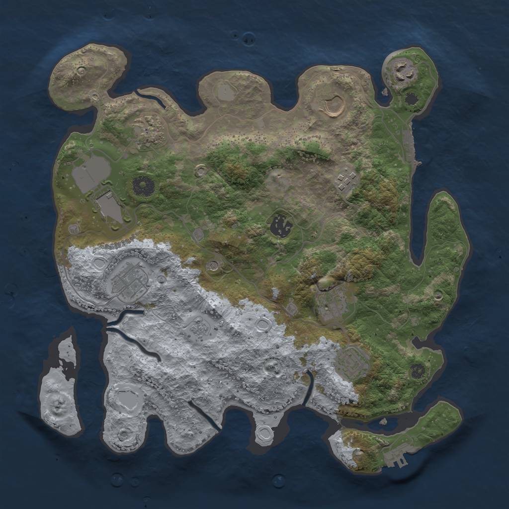 Rust Map: Procedural Map, Size: 3500, Seed: 46300260, 16 Monuments