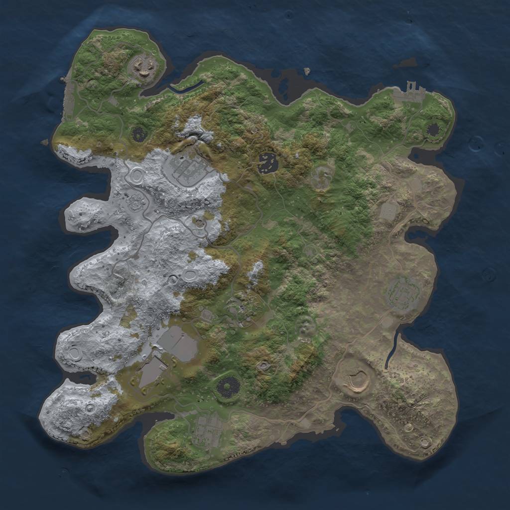 Rust Map: Procedural Map, Size: 3500, Seed: 22306999, 17 Monuments