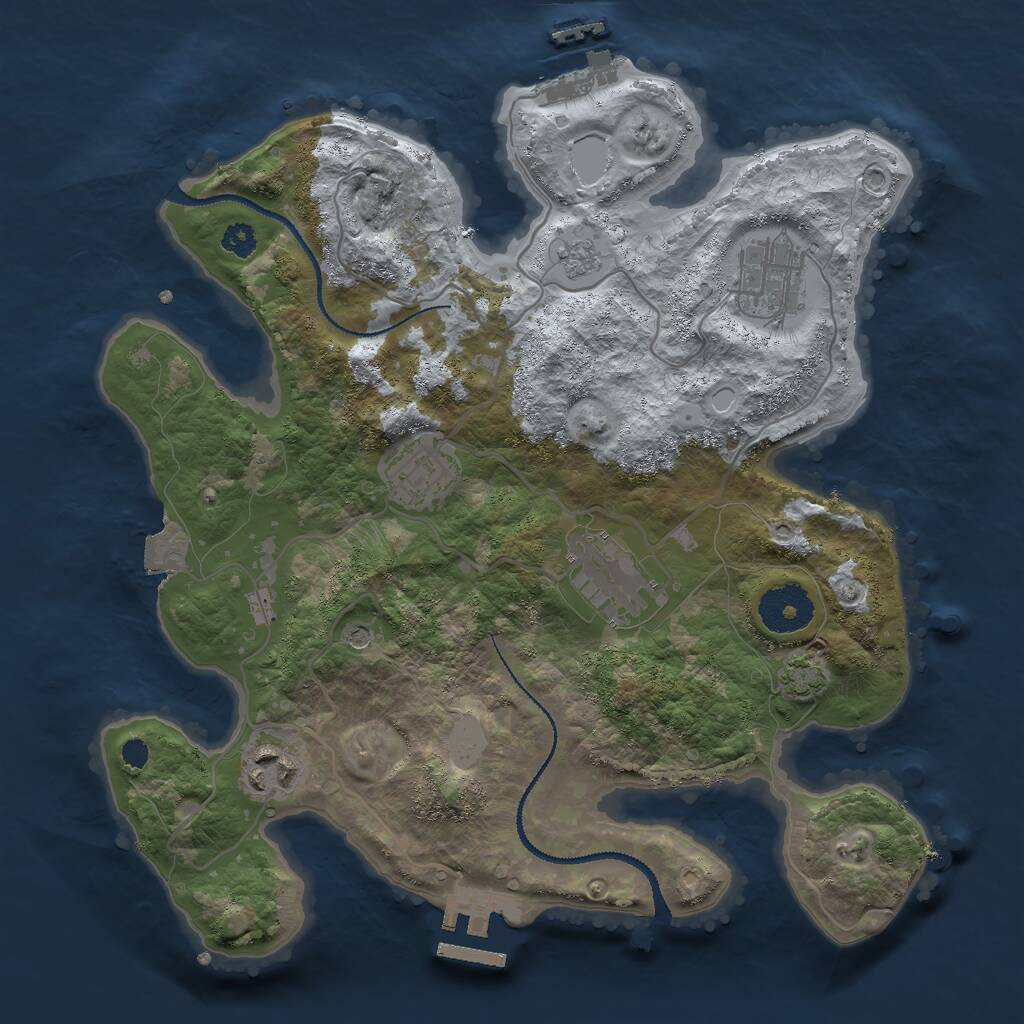 Rust Map: Procedural Map, Size: 3000, Seed: 245131527, 10 Monuments