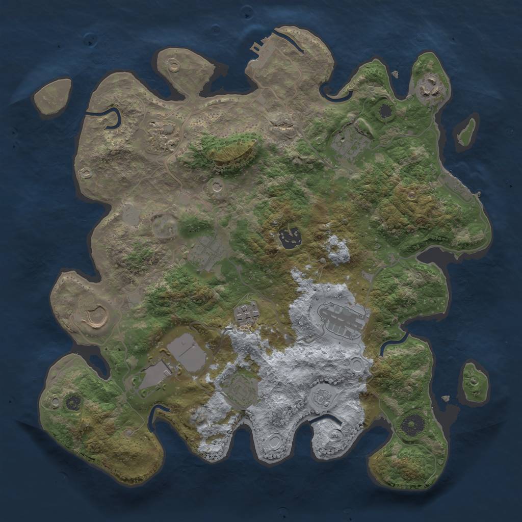Rust Map: Procedural Map, Size: 3500, Seed: 61793621, 19 Monuments