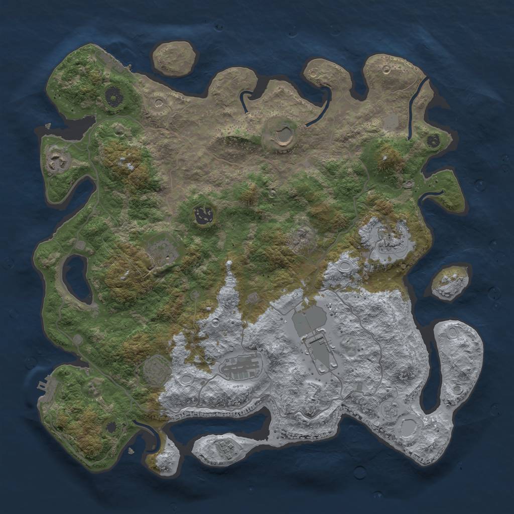 Rust Map: Procedural Map, Size: 4050, Seed: 780822442, 18 Monuments